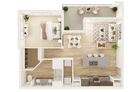 Dalton Austin Residences in Pflugerville, Texas One Bedroom Floor Plan